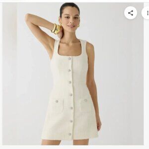 J.Crew white tweed Sophia sleeveless dress with jewel buttons sleeveless 8 small